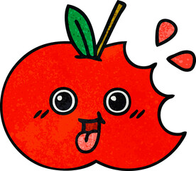 retro grunge texture cartoon red apple