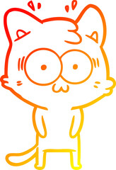 warm gradient line drawing cartoon surprised cat