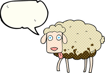 comic book speech bubble cartoon muddy sheep