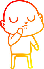 warm gradient line drawing cartoon bald man
