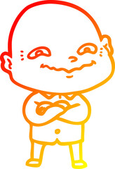 warm gradient line drawing cartoon creepy guy