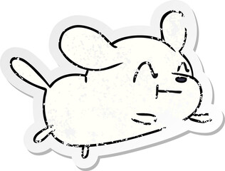 distressed sticker cartoon kawaii of a cute dog