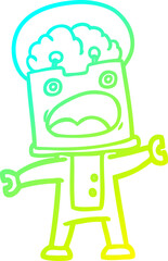 cold gradient line drawing cartoon robot