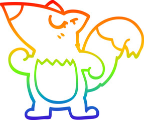 rainbow gradient line drawing cartoon squirrel