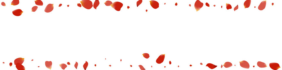 Red Petal Fly Vector White Panoramic Background.