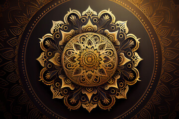 Luxury mandala background and mandala gold. Generative Ai