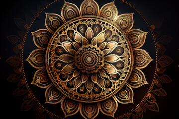Set of mandala with floral ornament pattern,Vector mandala relaxation patterns unique design. Generative Ai
