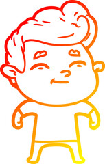 warm gradient line drawing happy cartoon man