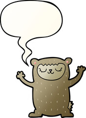 cute cartoon bear and speech bubble in smooth gradient style