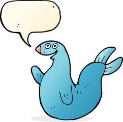 Fototapeta na wymiar cartoon happy seal with speech bubble