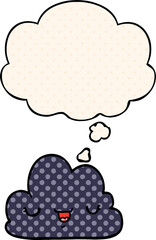 cute cartoon cloud and thought bubble in comic book style