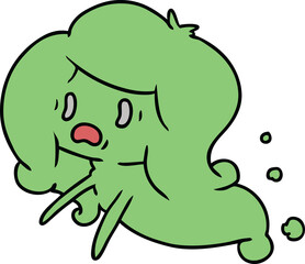 cartoon of kawaii scary ghost