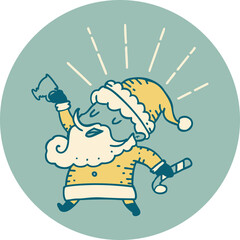 icon of tattoo style santa claus christmas character celebrating