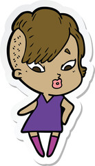 Obraz premium sticker of a cartoon surprised girl