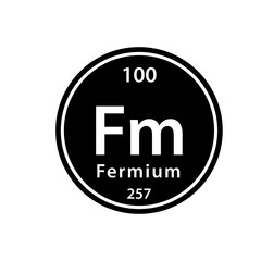 Fermium element periodic table icon vector logo design template