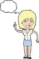 cartoon woman with idea with thought bubble