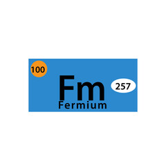 Fermium element periodic table icon vector logo design template