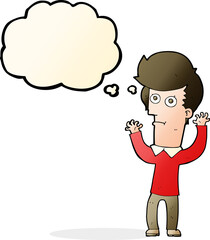 cartoon shocked man with thought bubble