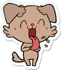 sticker of a cartoon panting dog