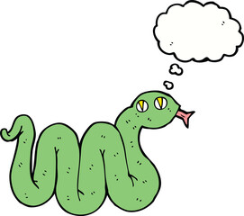 funny cartoon snake with thought bubble