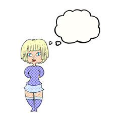 thought bubble cartoon happy woman