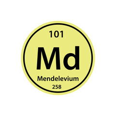 Mendelevium element periodic table icon vector logo design template