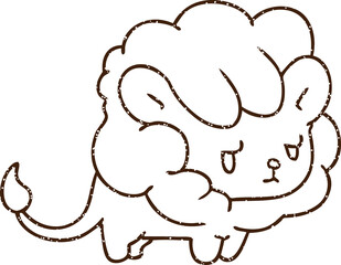 Cute Lion Charcoal Drawing