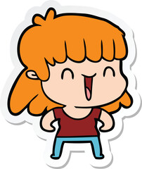 Obraz na płótnie Canvas sticker of a cartoon woman