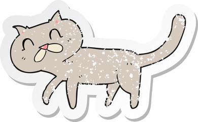 retro distressed sticker of a cartoon cat
