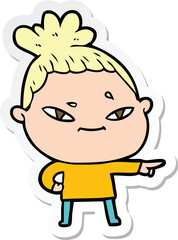 sticker of a cartoon woman