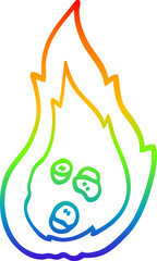 rainbow gradient line drawing cartoon burning coals