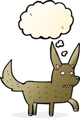 cartoon wild dog with thought bubble