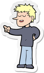 sticker of a cartoon man pointing