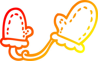 warm gradient line drawing cartoon mittens