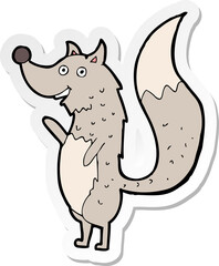 Obraz na płótnie Canvas sticker of a cartoon waving wolf