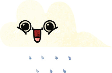 retro illustration style cartoon rain cloud