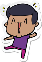 Obraz premium sticker of a cartoon excited man