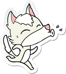 sticker of a howling wolf cartoon