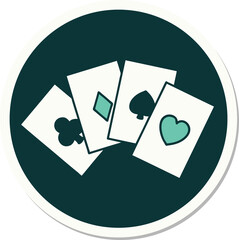 tattoo style sticker of a run of cards