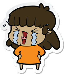 sticker of a cartoon woman in tears