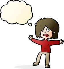 cartoon unhappy person with thought bubble