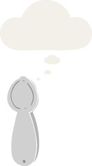 cartoon spoon and thought bubble in retro style