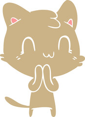 flat color style cartoon happy cat