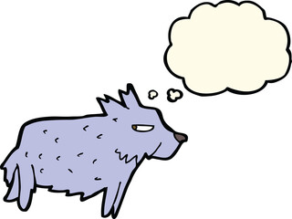 cartoon terrier with thought bubble