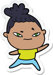 sticker of a cartoon woman