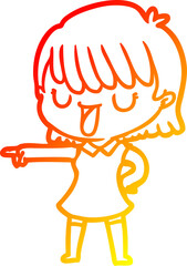 warm gradient line drawing cartoon woman