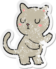 distressed sticker of a cartoon cat