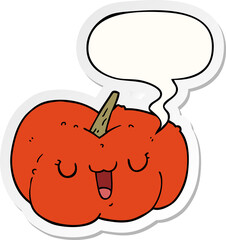 cartoon pumpkin and speech bubble sticker