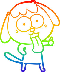 rainbow gradient line drawing cute cartoon dog