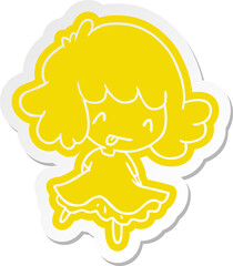 cartoon sticker of a cute kawaii girl
